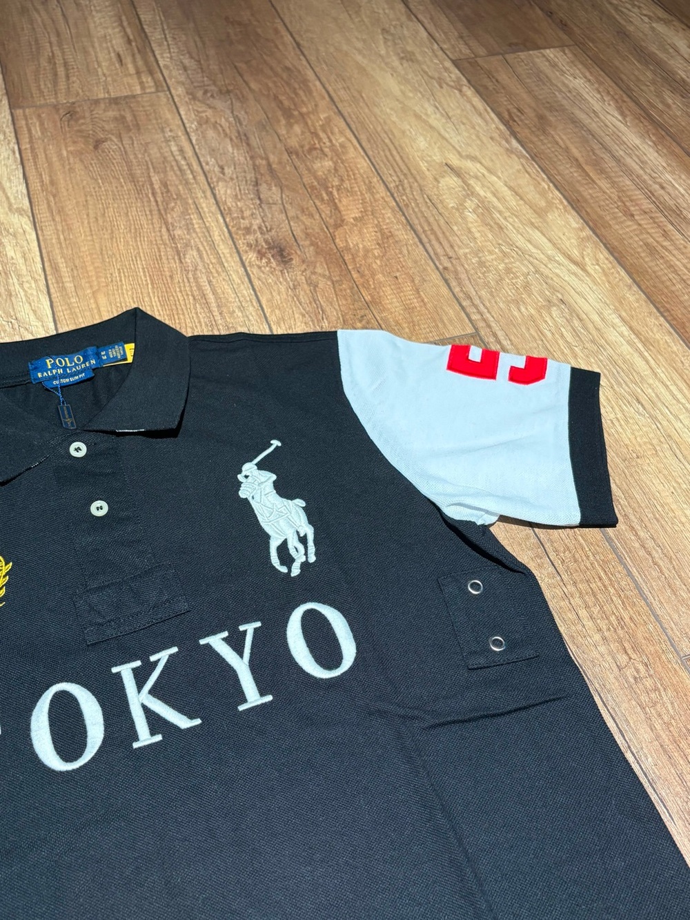 Polo Ralph Lauren Mens Black and White Slim Fit Tokyo Polo Shirt Brand New Small - Picture 5 of 13